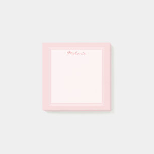 Modern Blush Rose Pink White Border Script Post-it Notes