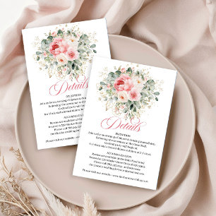 Modern Blush Roses Wedding Details Card