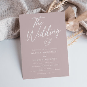 Modern Blush Script Wedding Invitation