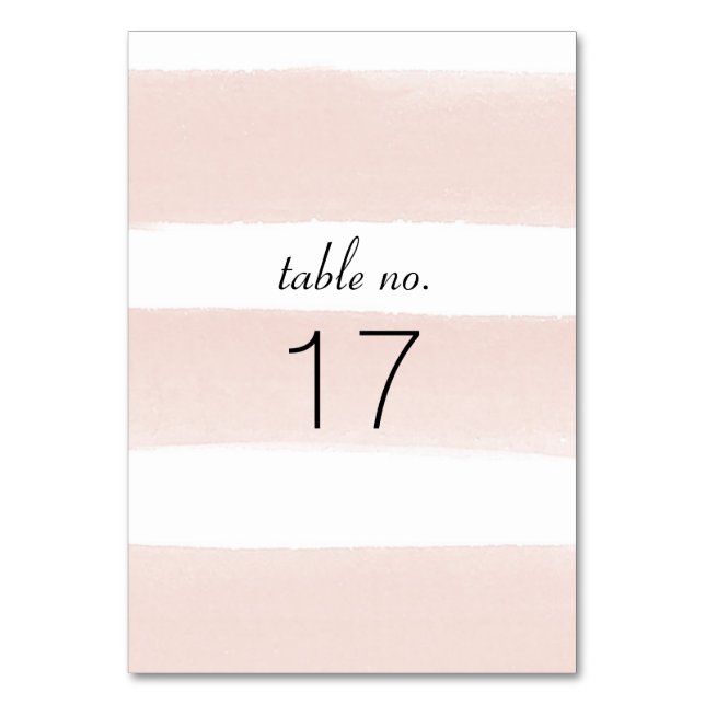 Modern Blush Stripes Table Number (Front)