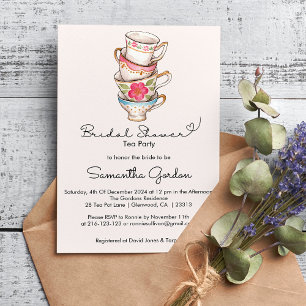 Modern Blush Tea Party Bridal Shower Invitation