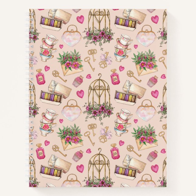 Modern Blush Tea Party Notebook (Front)