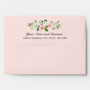 Modern Blush Vintage Flower Wedding V2 Envelope