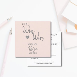 Modern Blush White Win Win Refer a Friend Referral Card