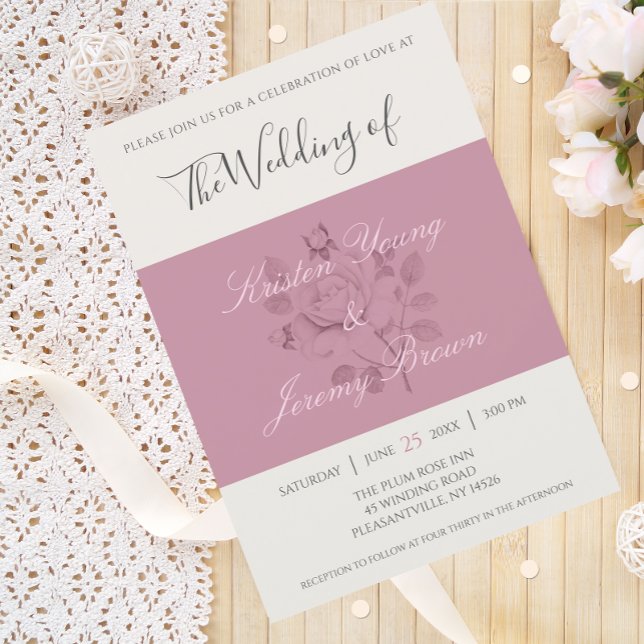 Modern Blushing Rose Botanical Wedding  Invitation (Creator Uploaded)