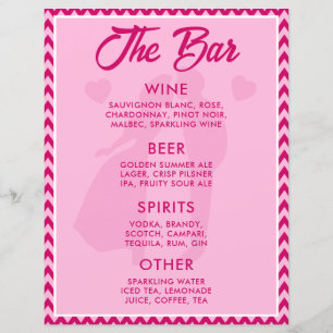 Modern BlushPink Chevron Bar Menu Wedding Tabletop