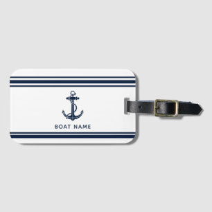 Modern Boat Anchor and Name Nautical Custom Luggage Tag