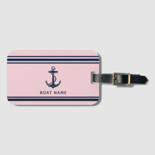 Modern Boat Anchor and Name Nautical Custom Luggage Tag