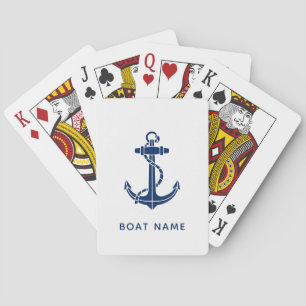 Modern Boat Anchor and Name Nautical Playing Cards