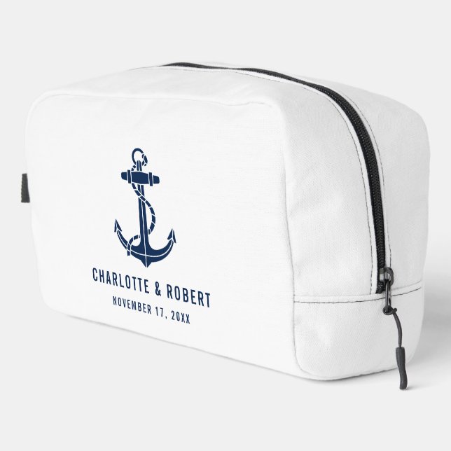 Modern Boat Anchor Beach Wedding Favour Dopp Kit (Right Corner)