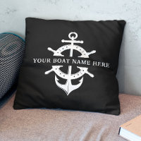 Modern Boat Name Ship’s Wheel Anchor Nautical 