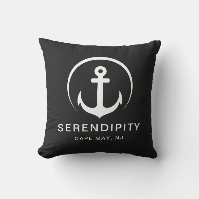 Modern Boat Nautical Anchor Black Cushion (Front)