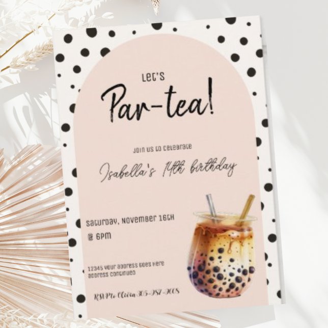 Modern Boba Tea Birthday Invitation (Creator Uploaded)