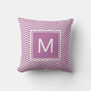 Modern Bodacious Purple Chevrons With Monogram Cushion
