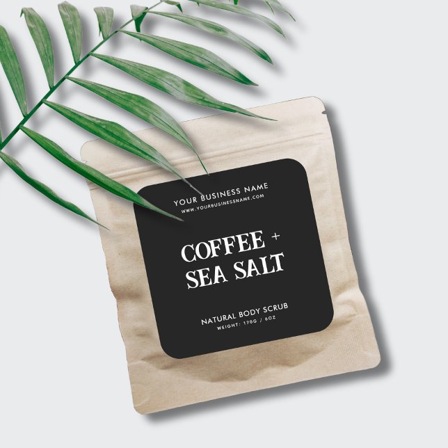 Modern body scrub elegant black product label (Creator Uploaded)
