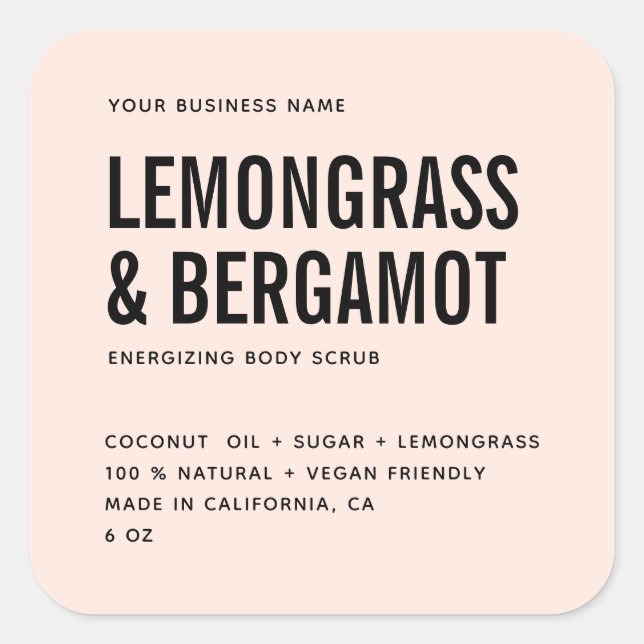 Modern body scrub pink product label (Front)