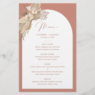 Modern Bohemian Arch Wedding menu card
