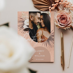 Modern Bohemian Chic Boho Watercolor Florals Photo Thank You Card