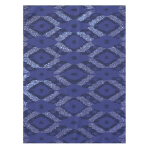 Modern Bohemian Cobalt Navy Glitter Ikat Pattern Tablecloth