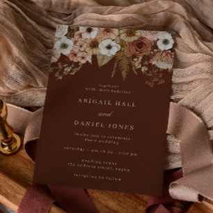 Modern Bohemian Dried Floral Wedding Invitation