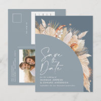Modern bohemian dusty blue pampas grass photo ann