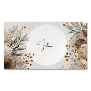 Modern Bohemian Earthy Dried Botanical Magnetic Business Card