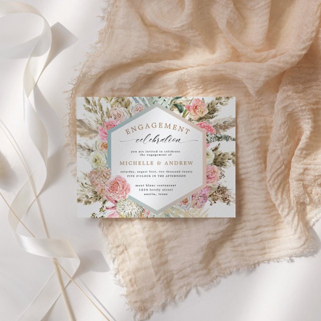 Modern Bohemian Floral Engagement Invitation (Creator Uploaded)