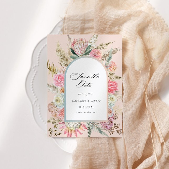 Modern Bohemian Floral Save The Date Card (Creator Uploaded)