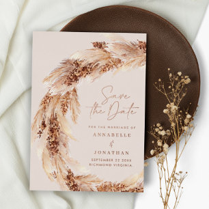 Modern bohemian natural pampas grass wedding