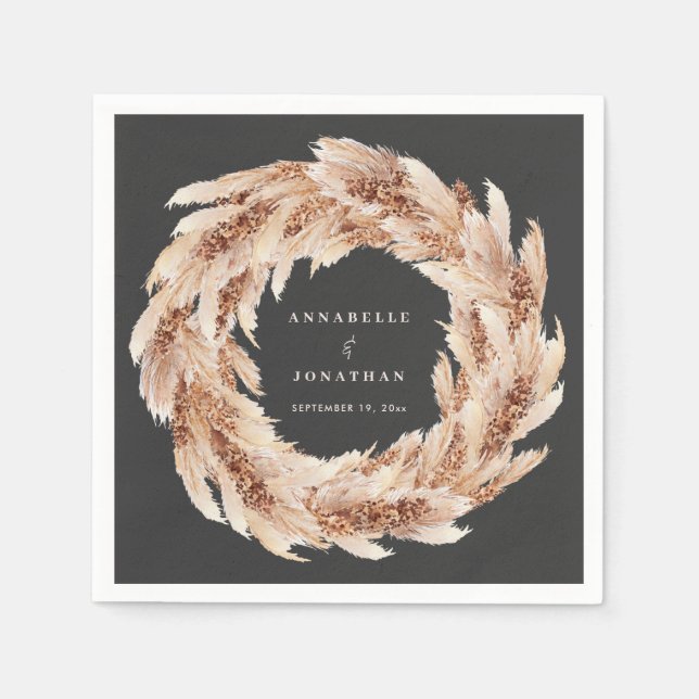 Modern bohemian natural pampas grass wedding napki napkin (Front)