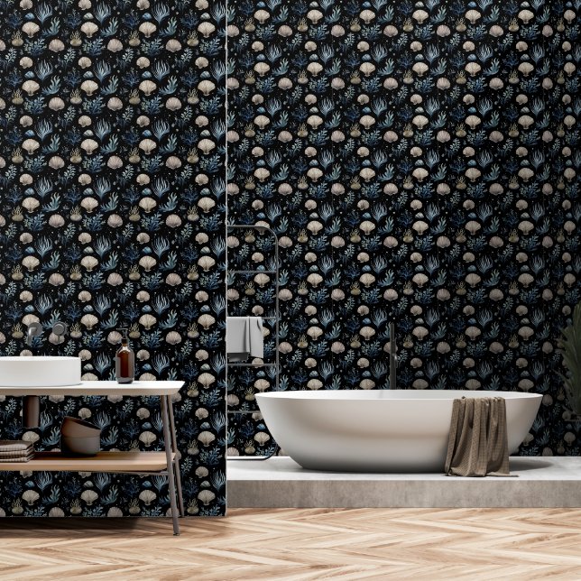 Modern Bohemian Ocean Wallpaper (Bathroom)