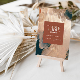 Modern bohemian painterly terracotta teal wedding thank you card