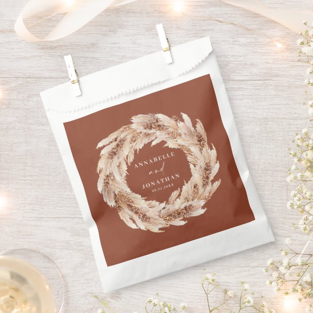 modern bohemian pampas grass botanical rust teal f favour bags (Clipped)