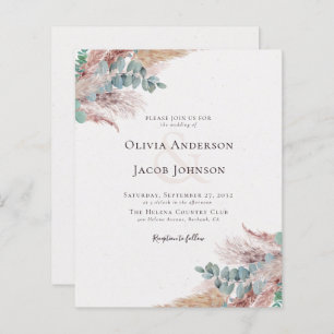 Modern Bohemian Pampas Grass Wedding Invitation