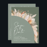 Modern Bohemian Sage Green Pampas Grass Photo Anno Announcement Postcard<br><div class="desc">Modern bohemian sage green pampas grass stylish photo wedding save the date invitation.</div>