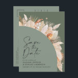Modern Bohemian Sage Green Pampas Grass Photo Announcement Postcard<br><div class="desc">Modern bohemian sage green pampas grass stylish photo wedding save the date invitation.</div>