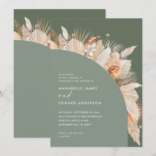 Modern bohemian Sage Green pampas grass wedding