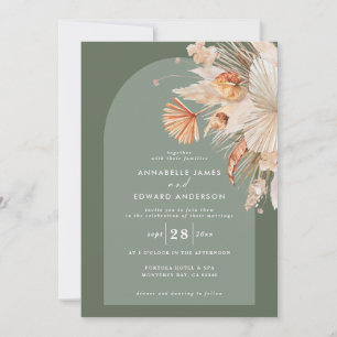Modern bohemian sage green pampas grass wedding