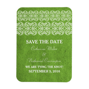 Modern Bohemian Save the Date Magnet, Green Magnet