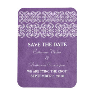 Modern Bohemian Save the Date Magnet, Purple Magnet