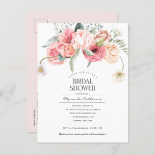 Modern bohemian style floral garden bridal shower invitation postcard