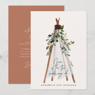 Modern bohemian teepee botanical rustic backyard