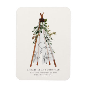 Modern bohemian teepee botanical rustic backyard magnet