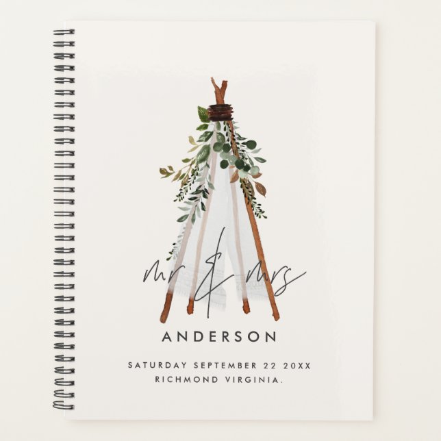 Modern bohemian teepee botanical rustic backyard planner (Front)