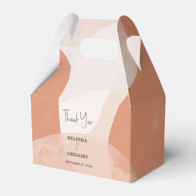 Modern Bohemian Terracotta Abstract Wedding Favour Box (Front Side)