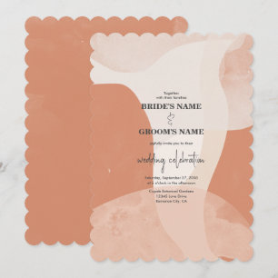 Modern Bohemian Terracotta Abstract Wedding Invitation