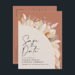 Modern bohemian terracotta pampas grass photo anno announcement postcard<br><div class="desc">Modern bohemian terracotta pampas grass stylish photo wedding save the date invitation.</div>