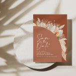 Modern bohemian terracotta pampas grass photo save the date<br><div class="desc">Modern bohemian terracotta pampas grass stylish wedding photo save the date invitation.</div>