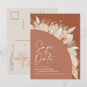 Modern bohemian terracotta pampas grass stylish an announcement postcard