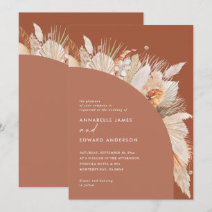 Modern bohemian terracotta pampas grass wedding